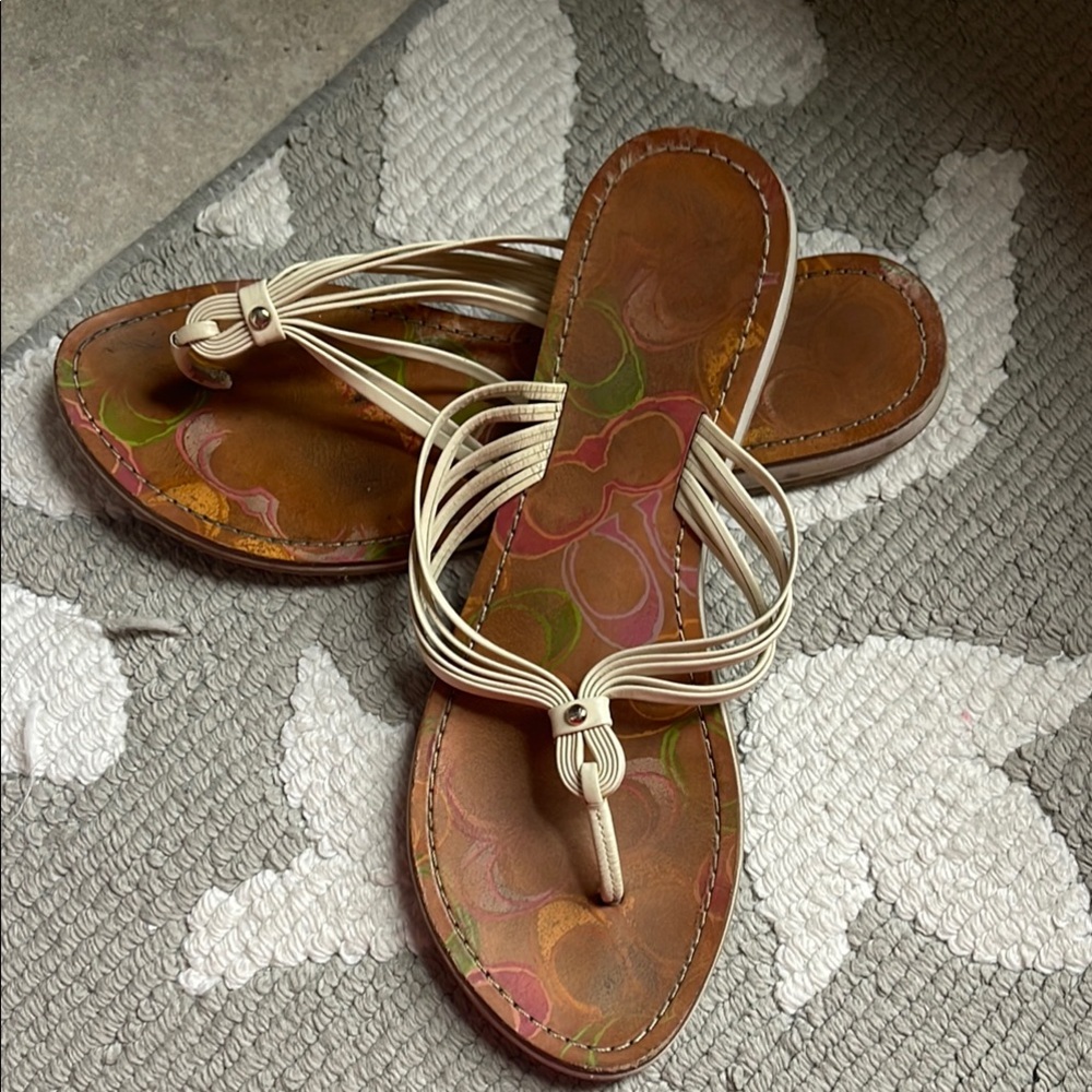 Elegant coach Cream Strappy Sandals